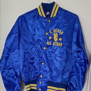 Vintage Edward Gersh All Stars Boxing Satin Jacket Large Rare